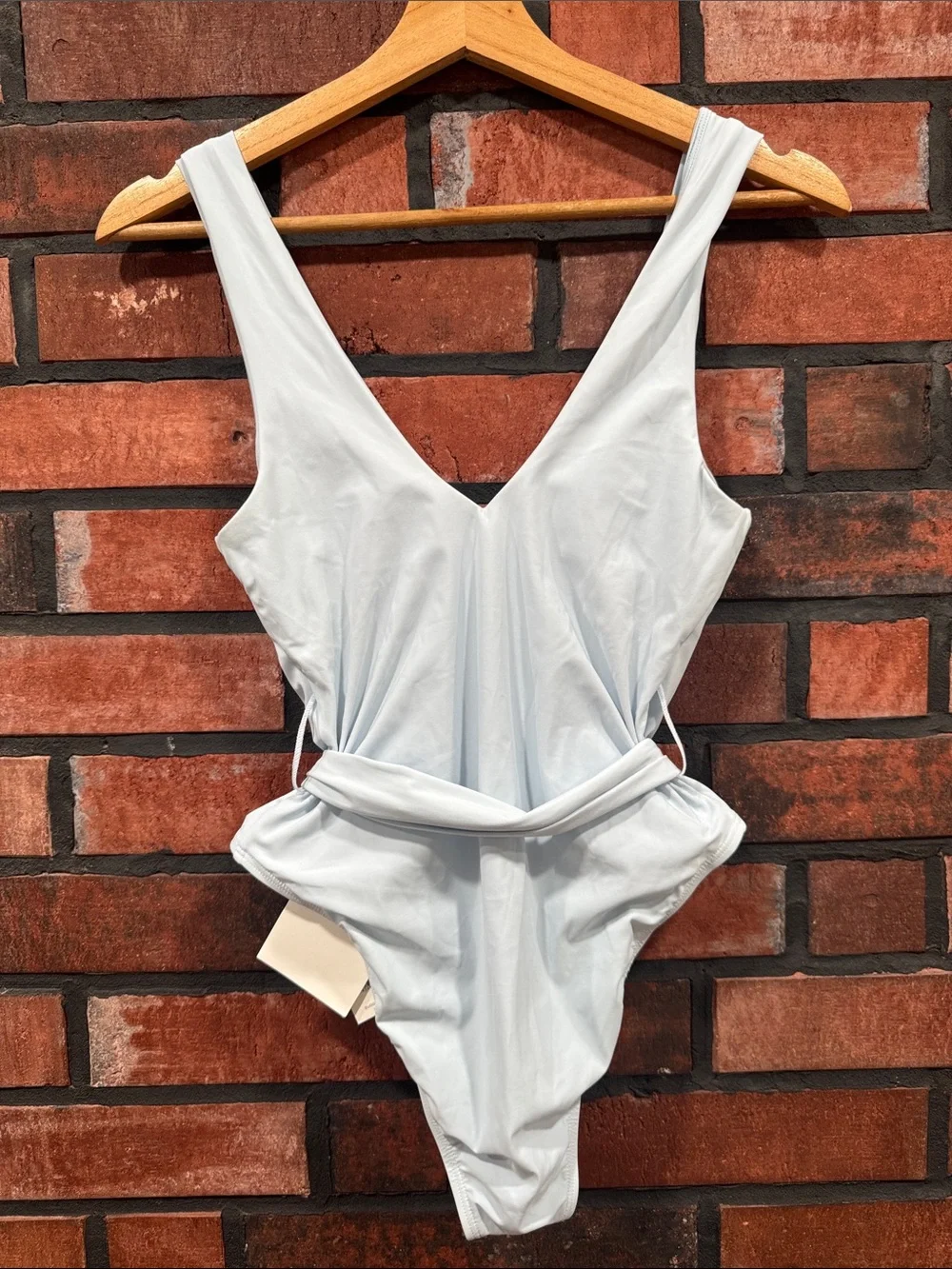 Tory Burch Light Blue V-Neck Bandeau One-Piece